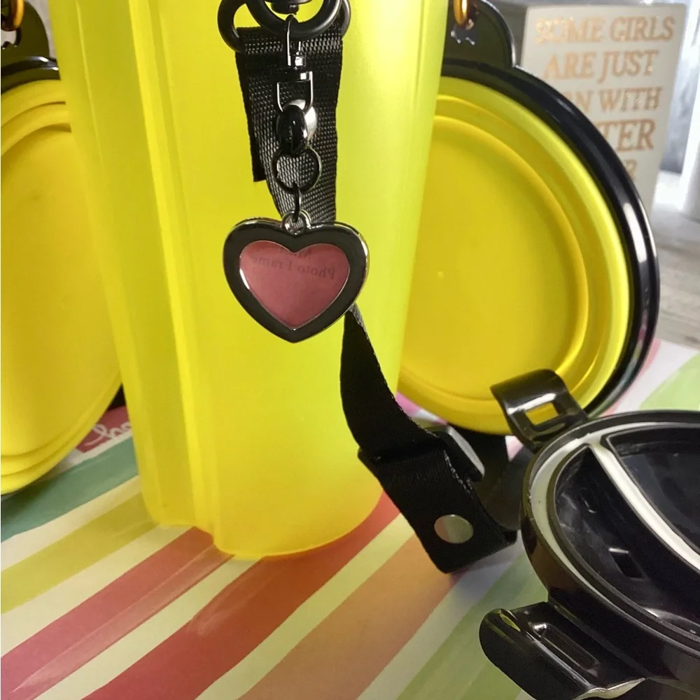 NWOT - Yellow Pet Water & Food Bottle w/Black Crossbody Strap!!!